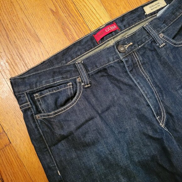 Guess Ultra Slim McCrae Fit Jeans Tagged 38 Dark Denim Blue Cotton Actual 40x33 - Picture 8 of 8